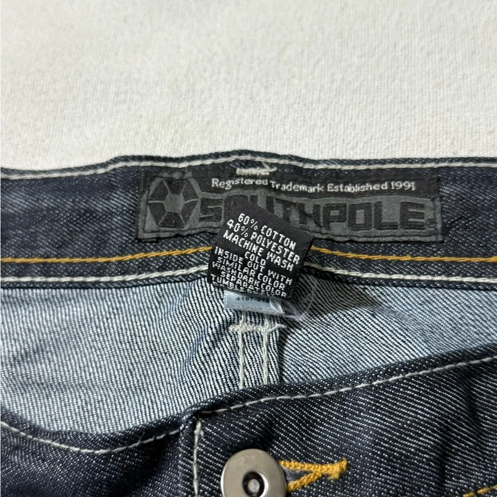 Y2K South Pole Jeans Mens 43x32 Blue‎ Dark Wash Denim Baggy Fit Gold Tab